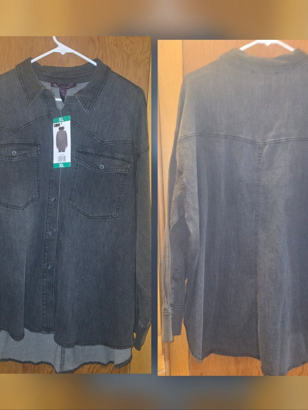 NWT Gloria Vanderbilt XL high low womens long button down top